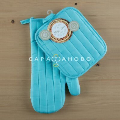 Кухонный набор прихватка, рукавица Mia Cara голубой
