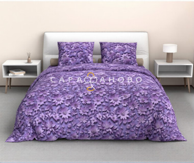 Ткань Бязь 220 см 120 гр рис маргаритка 2/2 вид фиолетовый