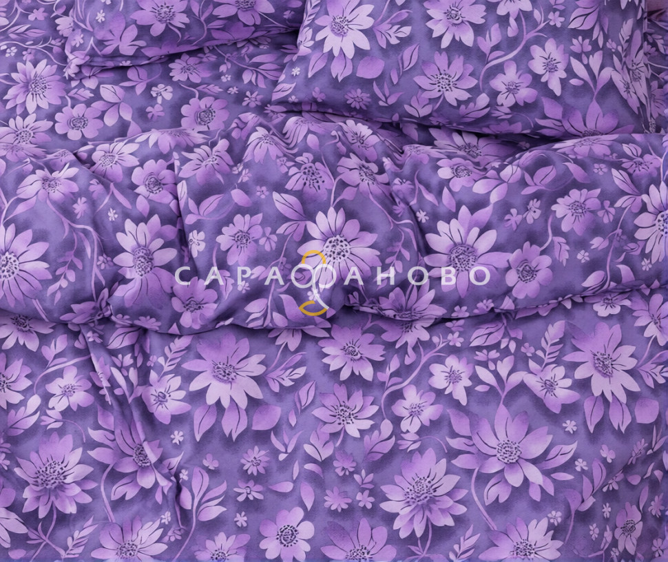 Ткань Бязь 220 см 120 гр рис маргаритка 2/2 вид фиолетовый