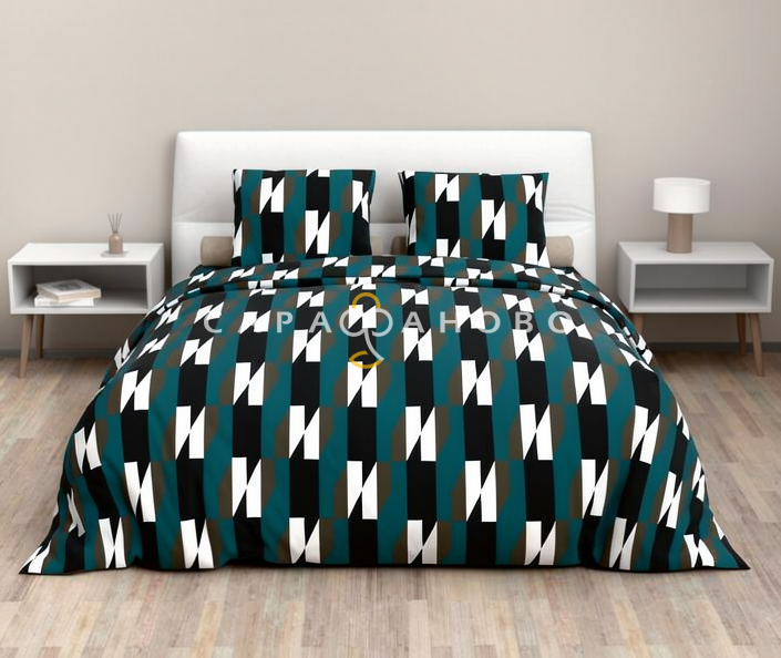 Ткань Бязь 150 см 120 гр рис 415 Тишина, 3/11 Вид темно-зеленый