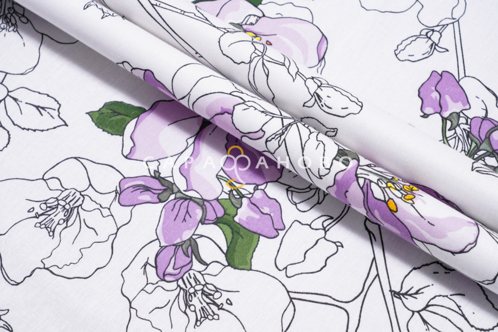 Ткань Поплин наб 220 см 105 гр рис Скарлетт 70970 вид 1