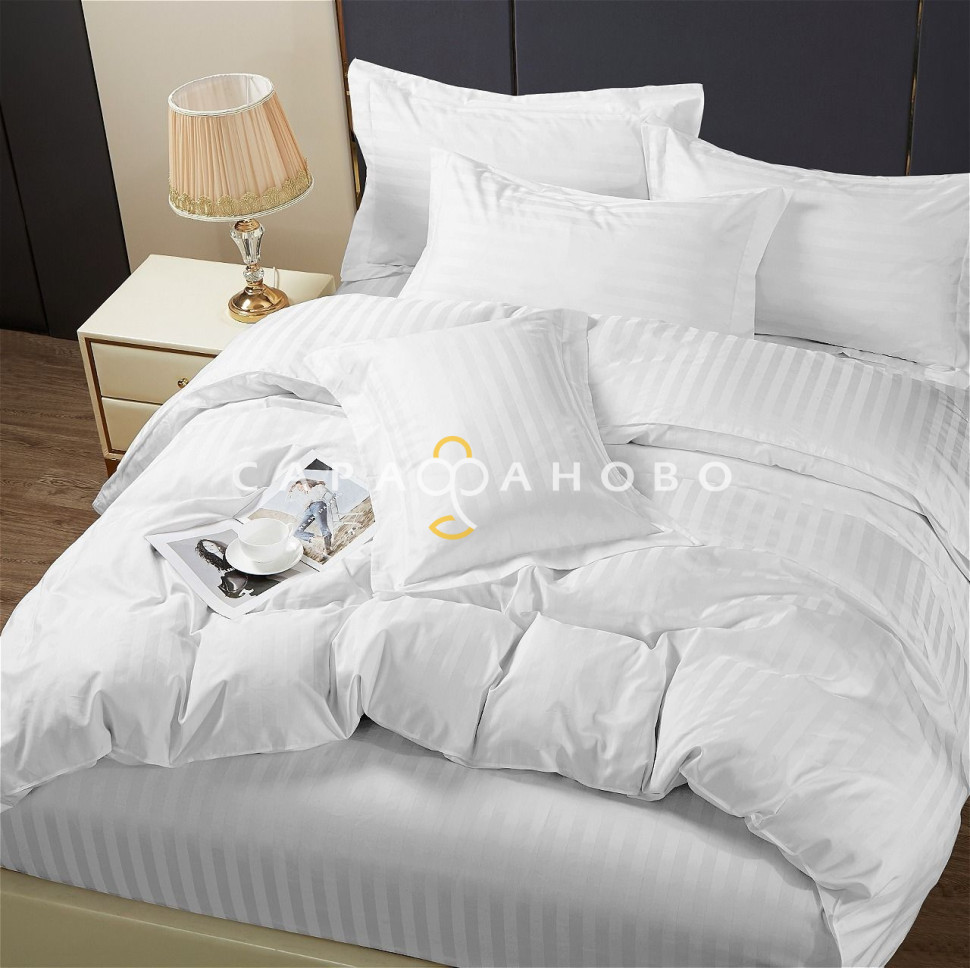 Ткань Полисатин (микрофибра) 220 см страйп 1x1 90 гр рис White