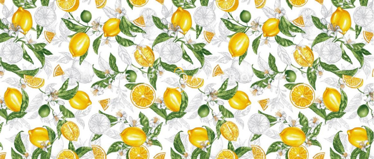 Ткань Вафельное полотно 150 см 150 гр рис 29249 вид 1 "Лимоны"