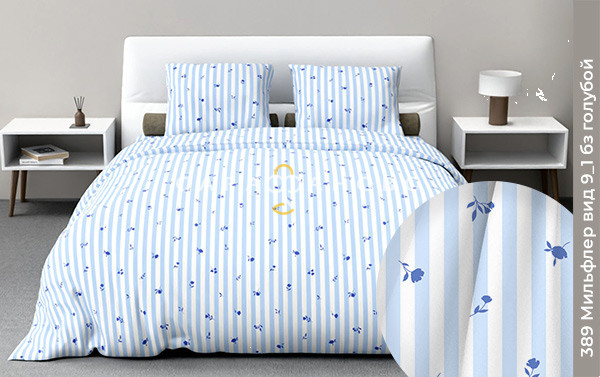 Ткань Бязь 220 см 120 гр рис мильфлер 9/1 вид б/з голубой