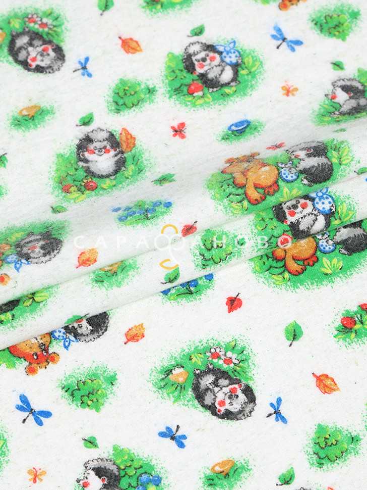 Ткань Фланель 75 см 175 гр №136-1 Ежики и мишки