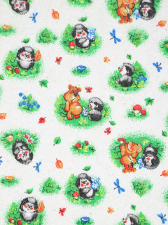 Ткань Фланель 75 см 175 гр №136-1 Ежики и мишки