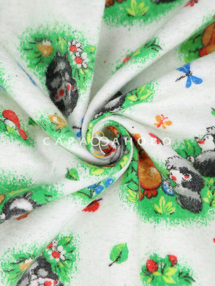 Ткань Фланель 75 см 175 гр №136-1 Ежики и мишки