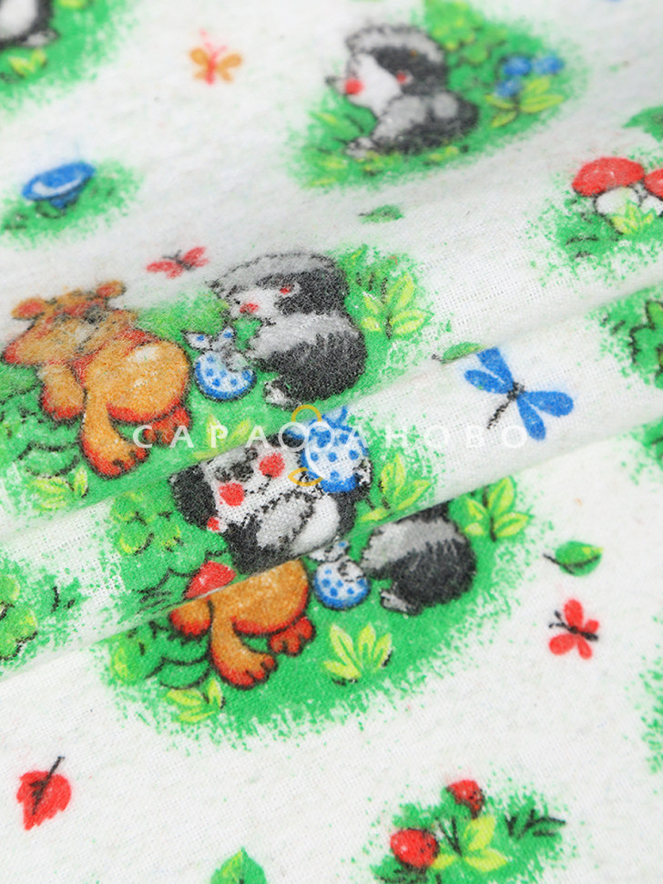 Ткань Фланель 75 см 175 гр №136-1 Ежики и мишки