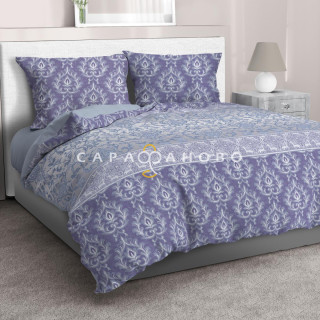 Бязь Премиум 220 см наб рис 40490 вид 2 "Беатрис" фиолетовый 