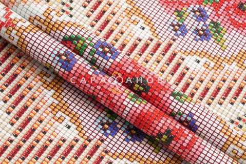 Ткань Дорожка набивная 50 см "Цветочная мозаика" рис 30101 вид 1