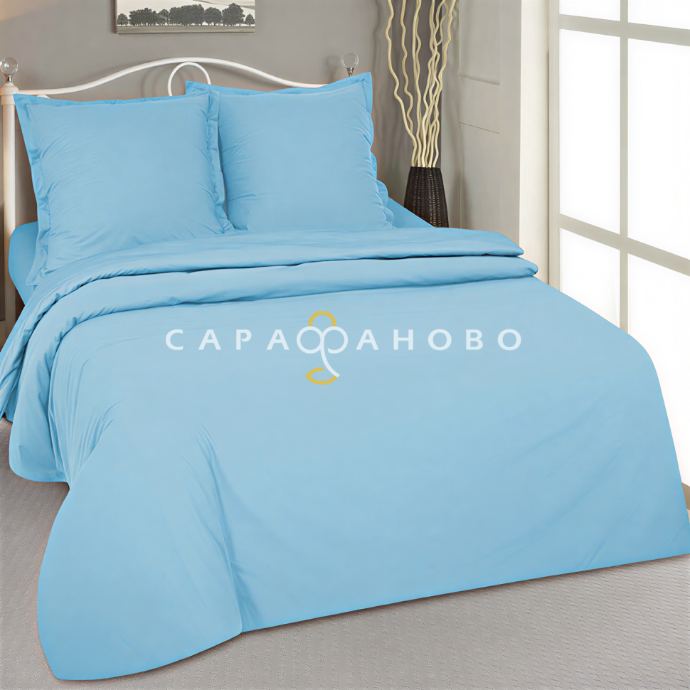 Ткань Поплин 150 см рис. Голубой гладкокрашенный арт.10374-3