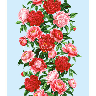 Ткань Полотно вафельное 50 см рис 29438 вид 1 "Пионы" 