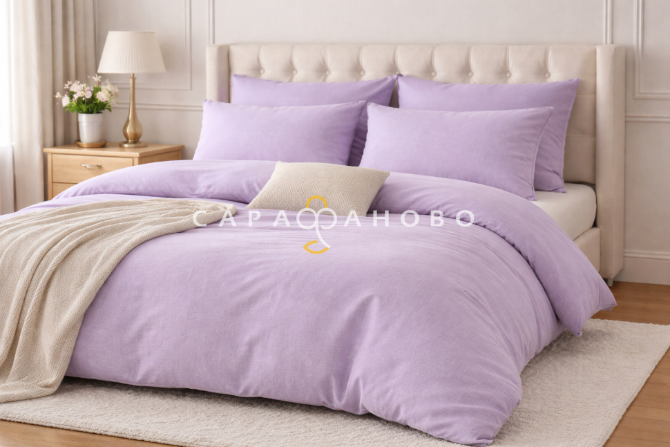 Ткань полулен гладкокрашеная 150 см 145 гр Лаванда