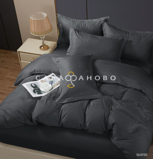 Ткань Полисатин (микрофибра) 220 см страйп 1х1 90 гр диз 19-5708 Черный