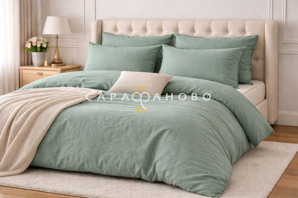 Ткань полулен гладкокрашеная 150 см 145 гр Лесной зеленый