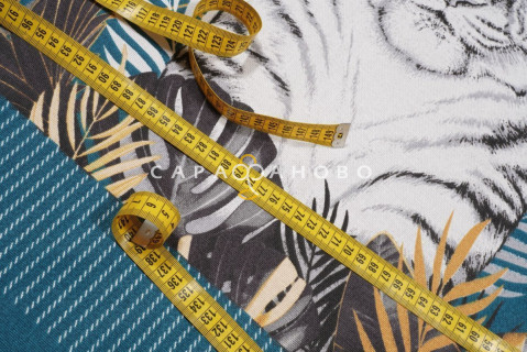 Ткань рогожка 150 см рис Белый тигр (3091-1)