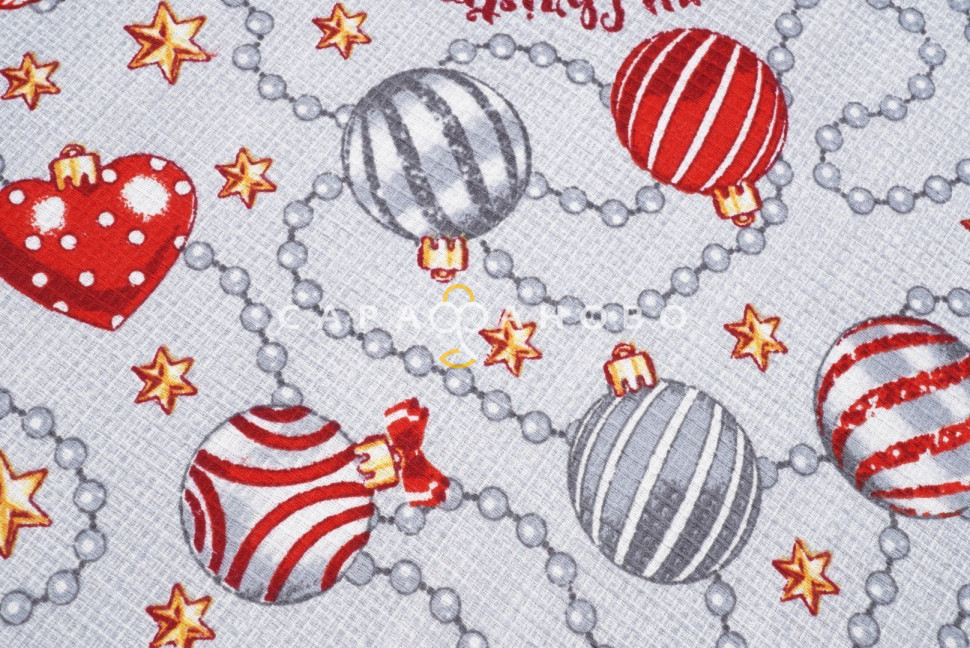 Ткань Вафельное полотно наб 150 см 155 гр рис 10346/1 Новогодние шары