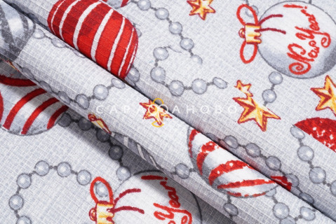 Ткань Вафельное полотно наб 150 см 155 гр рис 10346/1 Новогодние шары 