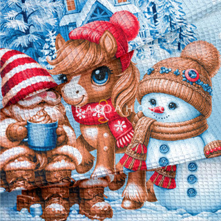 Ткань Полотно вафельное 50 см набивное арт 60 "Тейково" рис 29399 вид 1 "Шоколадные фигурки"