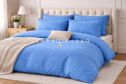 Ткань полулен гладкокрашеная 150 см 145 гр Морской