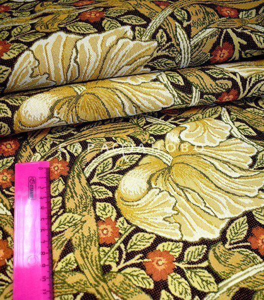 Гобеленовая ткань 150 см. Рис Тюльпаны кор. фон У. Моррис 4820