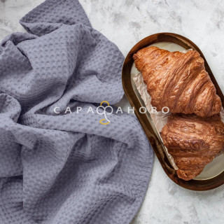 Ткань Полотно вафельное 150 см гладкокрашеное арт 169 рис 86038 вид 6 голубой АК  1