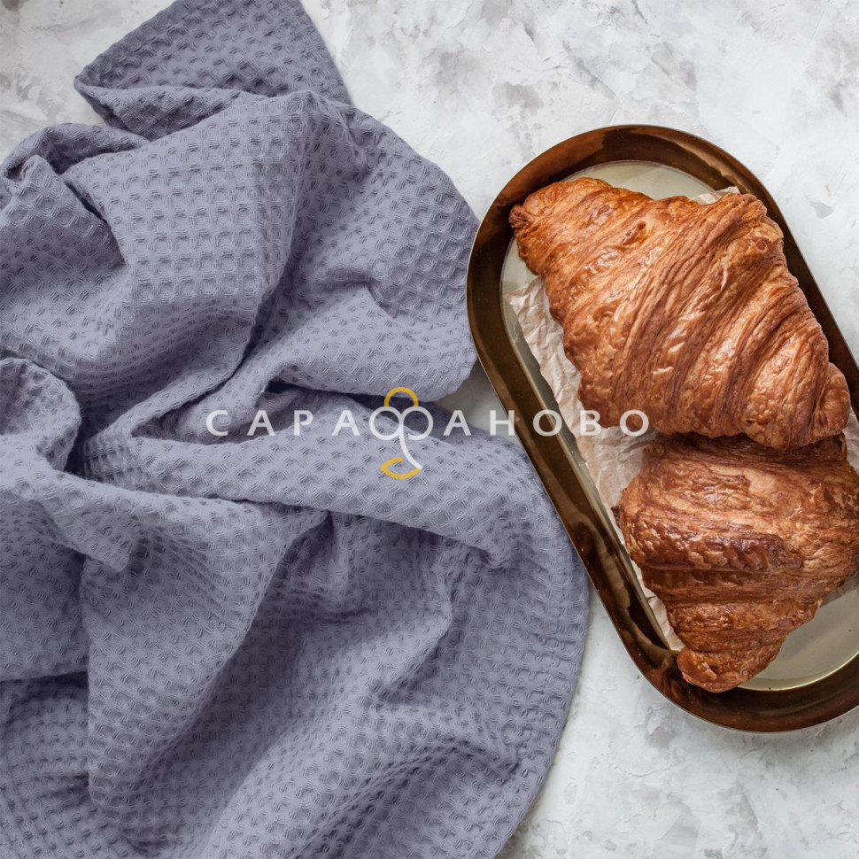 Ткань Полотно вафельное 150 см гладкокрашеное арт 169 рис 86038 вид 6 голубой АК 1