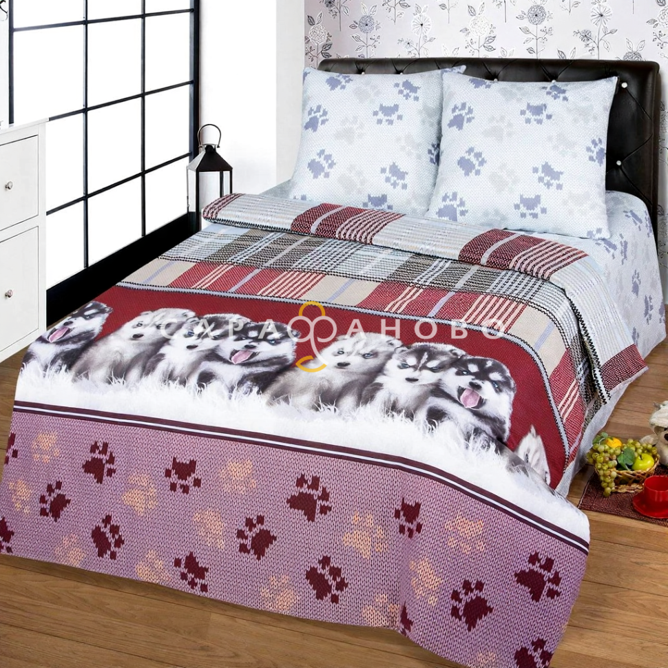 Ткань Бязь 220 см Пушистое счастье рис 10519 вид 1