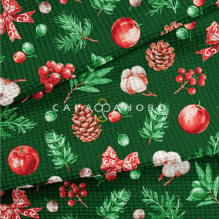 Ткань Полотно вафельное 50 см набивное арт 60 "Тейково" рис 29405 вид 1 "Зимнее чудо" 