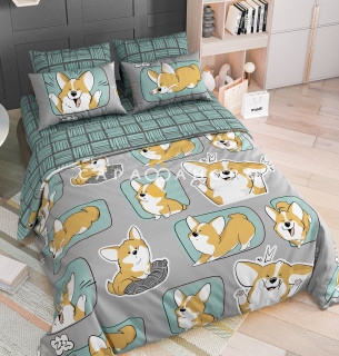 Ткань Поплин 150 см 105 гр рис. Корги 7894/1