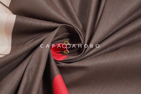Ткань Перкаль 220 см Мопсы шоколад (основа)