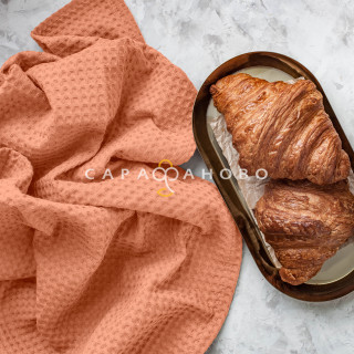 Ткань Полотно вафельное 150 см гладкокрашеное арт 169 рис 86106 вид 2 светло-оранжевый АК 