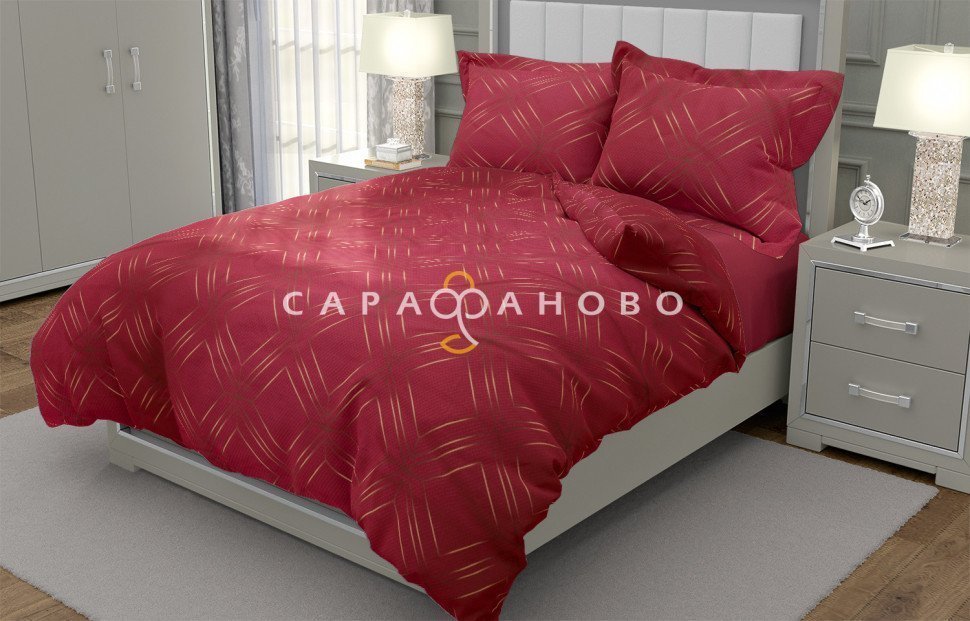 Ткань Сатин 220 см рис. 23002-1 Шарль(красный)