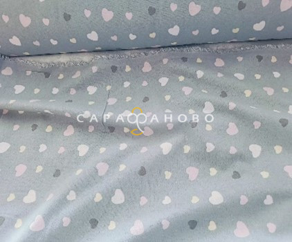 Ткань Теплый хлопок (Фланель) 125 см 170 гр диз Сердца на сером