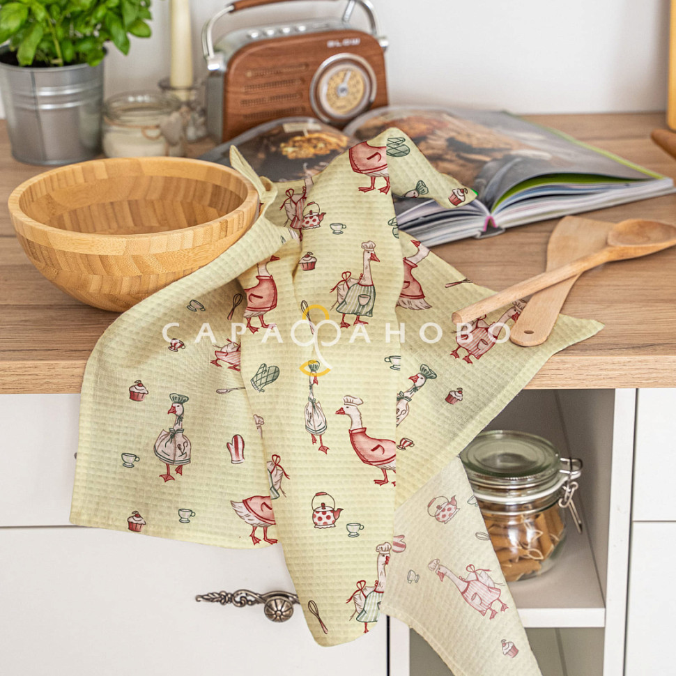 Ткань Полотно вафельное 50 см набивное арт 60