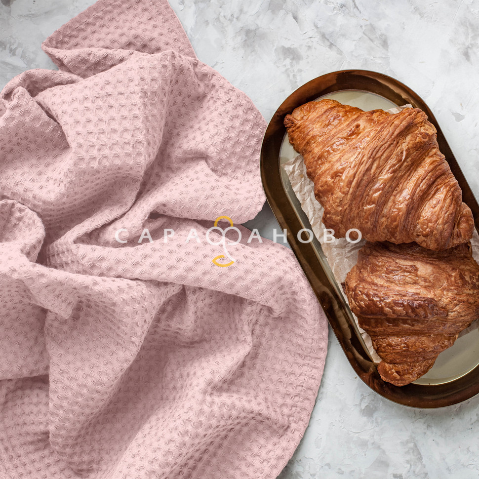 Ткань Полотно вафельное 150 см гладкокрашеное арт 169 рис 86143 вид 3 розовый АК