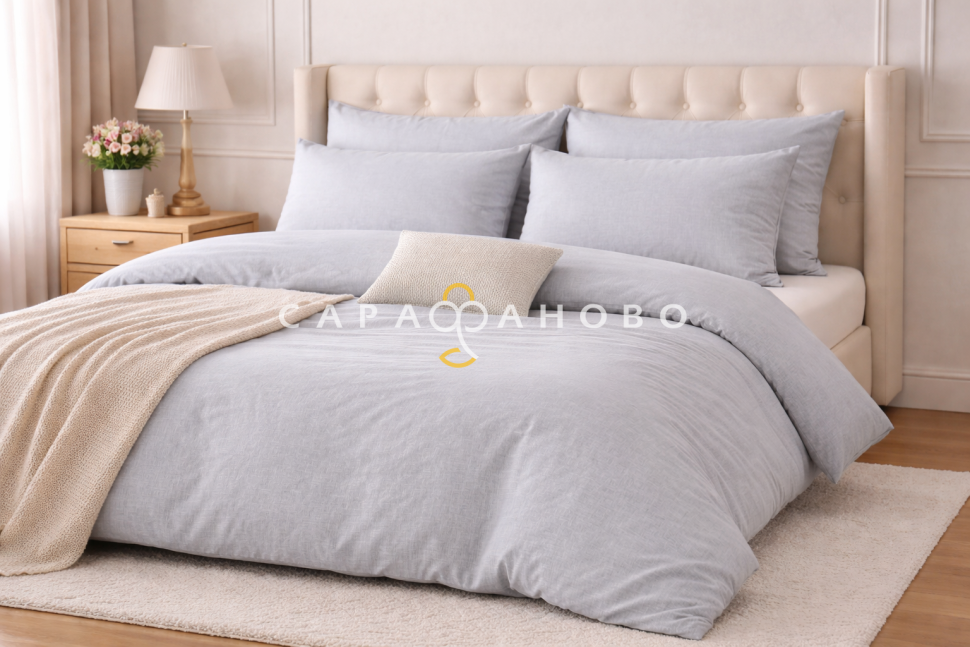 Ткань полулен гладкокрашеная 150 см 145 гр Светло-серый