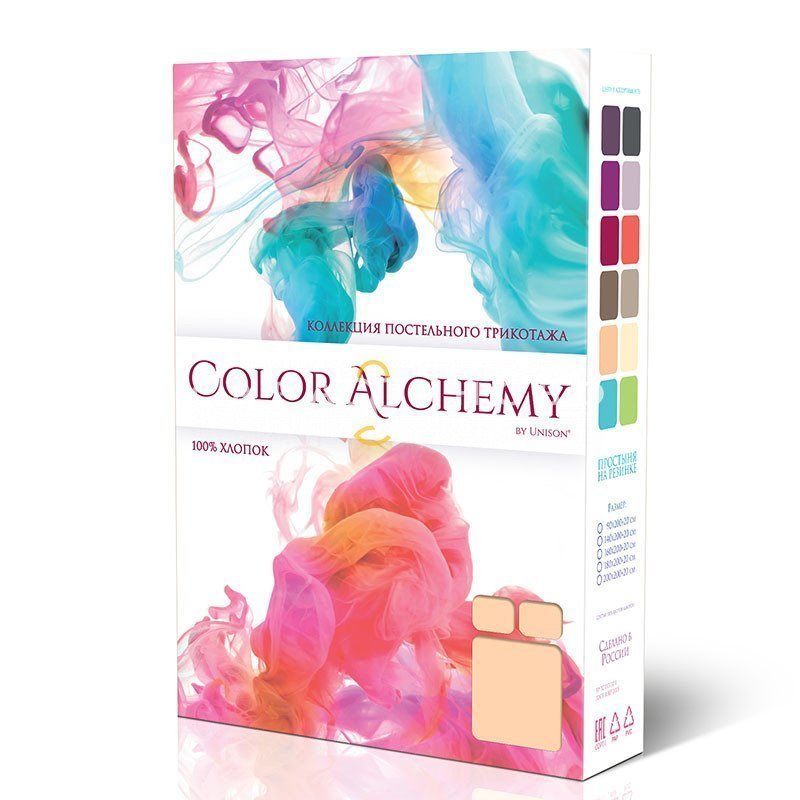 Простыня на резинке Unison Color Alchemy персиковый