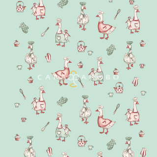 Ткань Полотно вафельное 50 см набивное арт 60 "Тейково" рис 29477 вид 2 "Гуси"