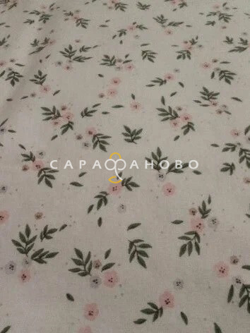 Ткань Теплый хлопок (Фланель) 180 см 170 гр диз Веточка на белом