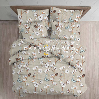 Ткань Поплин Люкс 220 см 105 гр рис 70396/1 Белое золото