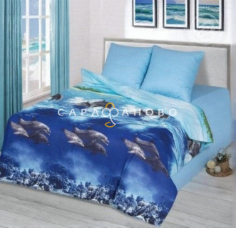 Ткань Бязь 220 см "Голубая лагуна" рис 11761-1