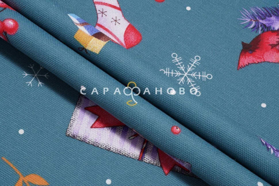 Ткань Рогожка 150 см рис. 660541 Колядки