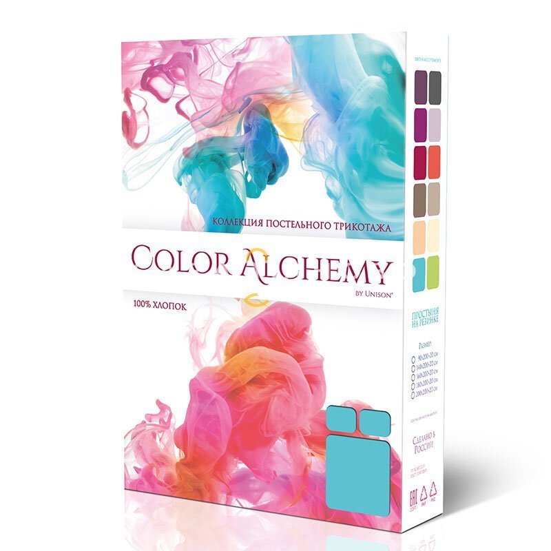 Простыня на резинке Unison Color Alchemy голубой