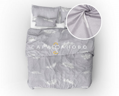 Ткань Бязь 220 см 125 гр рис Эко Перья (монохром)