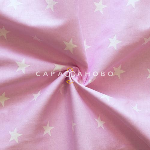 Ткань Бязь детская 150 см 120 гр Звездочки розовые 1700-2 (500240)