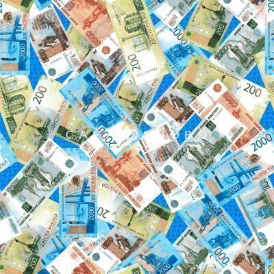 Ткань Полотно вафельное 150 см "Рубли" рис 5477 вид 1