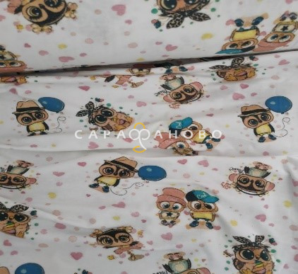 Ткань Теплый хлопок (Фланель) 125 см 170 гр диз Совы пучеглазые