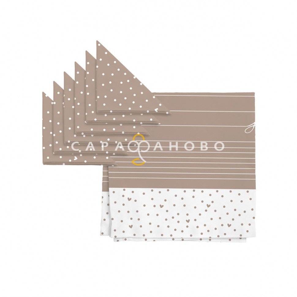 Комплект скатерть рогожка и 6 салфеток Унисон 33001-1/33002-1 Love
