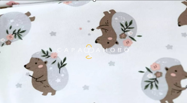 Ткань Теплый хлопок (Фланель) 180 см 170 гр диз Ежик